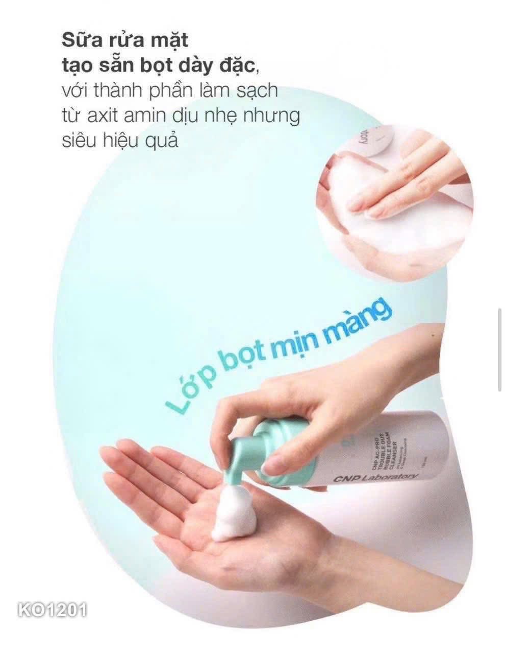 Sữa rửa mặt tạo bọt CNP AC-PRO Trouble Out Bubble Foam Cleanser 150ml