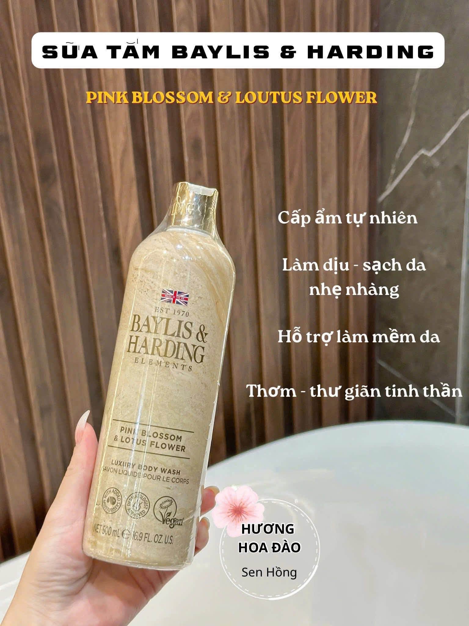 Sữa tắm Baylis & Harding Elements Pink Blossom Lotus Flower Luxury Body Wash màu nâu