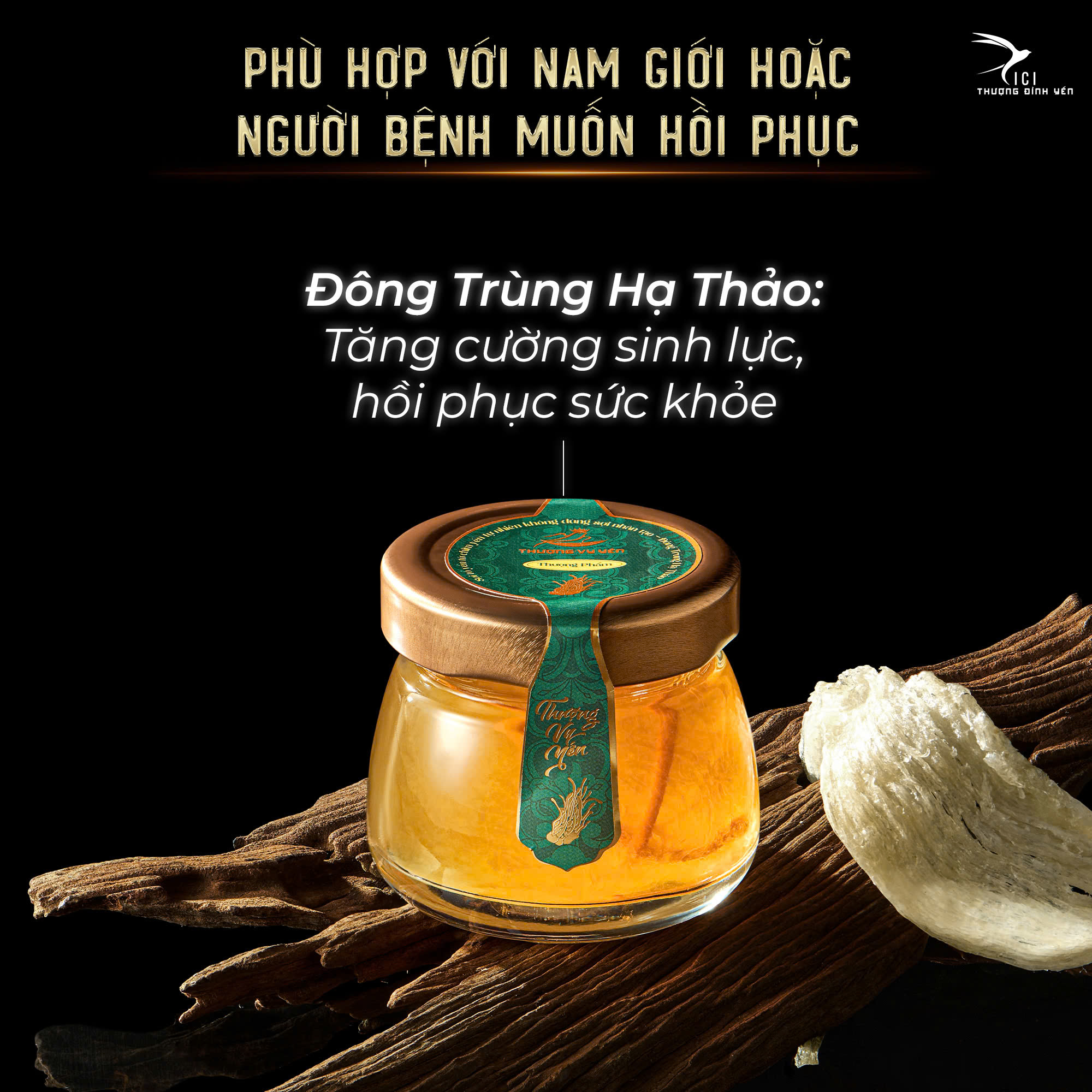 Thượng Vy Yến Biển Đông Trùng Hạ Thảo - Yến Sào Cao Cấp (Set 6 Hũ) - Tặng kèm túi