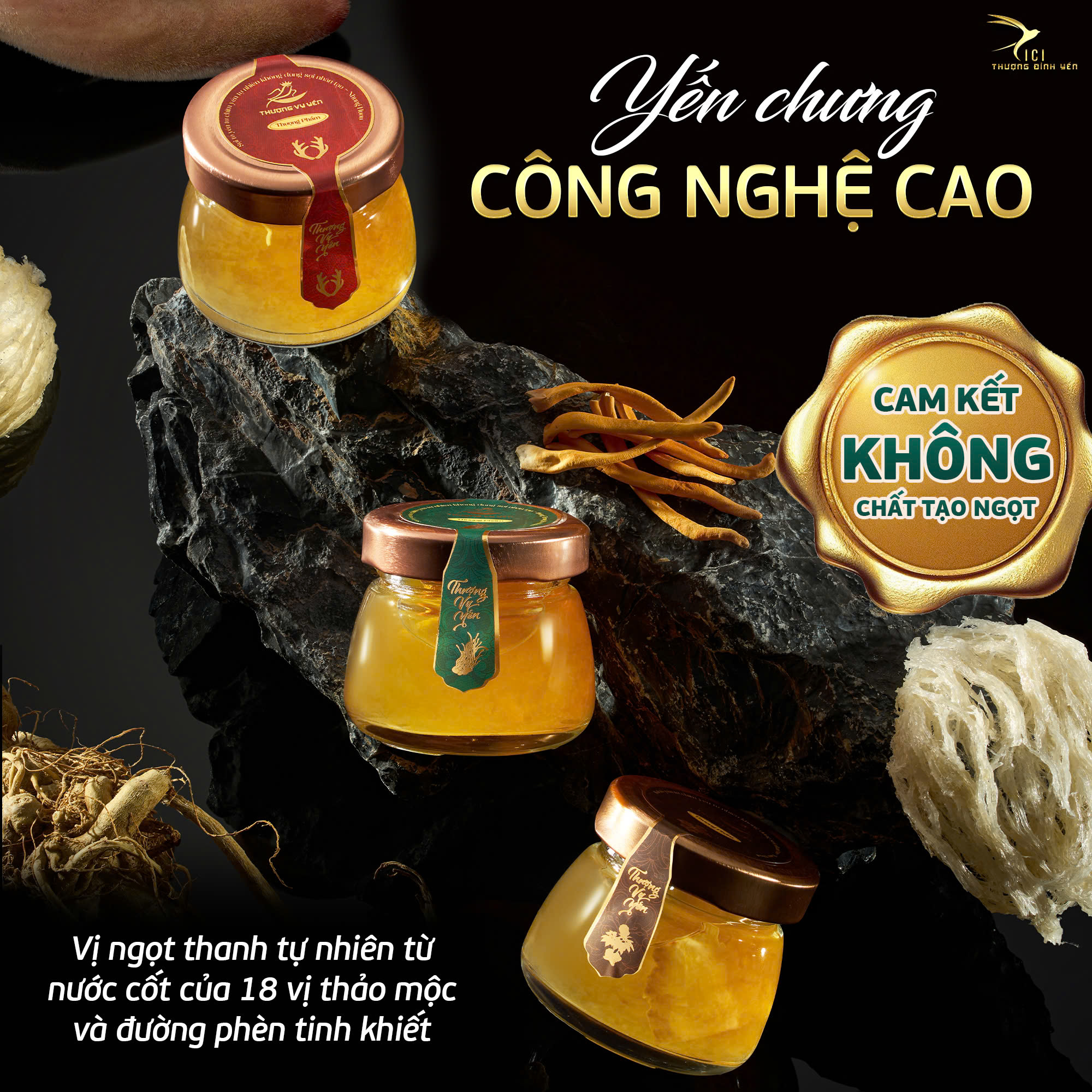 Thượng Vy Yến Biển Đông Trùng Hạ Thảo - Yến Sào Cao Cấp (Set 6 Hũ) - Tặng kèm túi