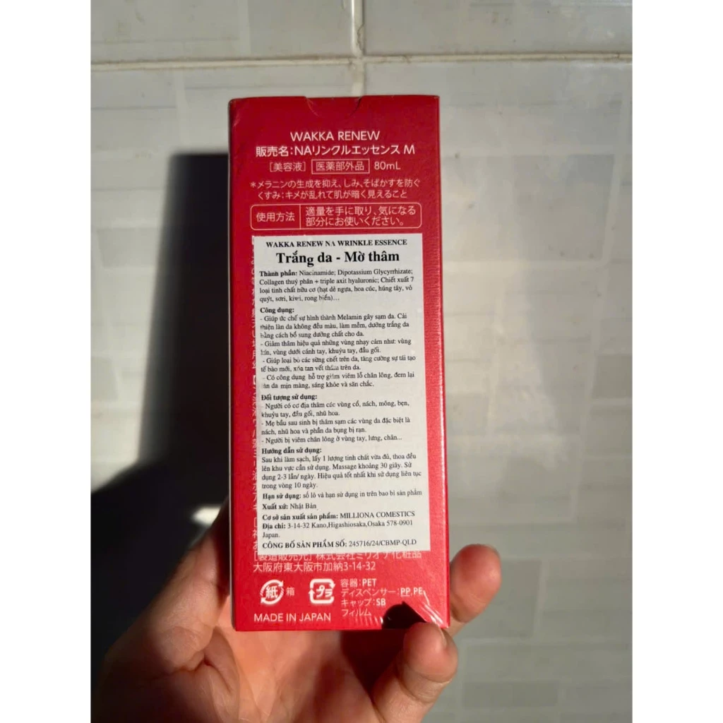 Tinh Chất WAKKA RENEW 80ml – Hỗ Trợ Giảm Thâm, Làm Sáng Da Vùng Tối Màu, Dưỡng Ẩm Dịu Nhẹ Chuẩn Nhật Bản