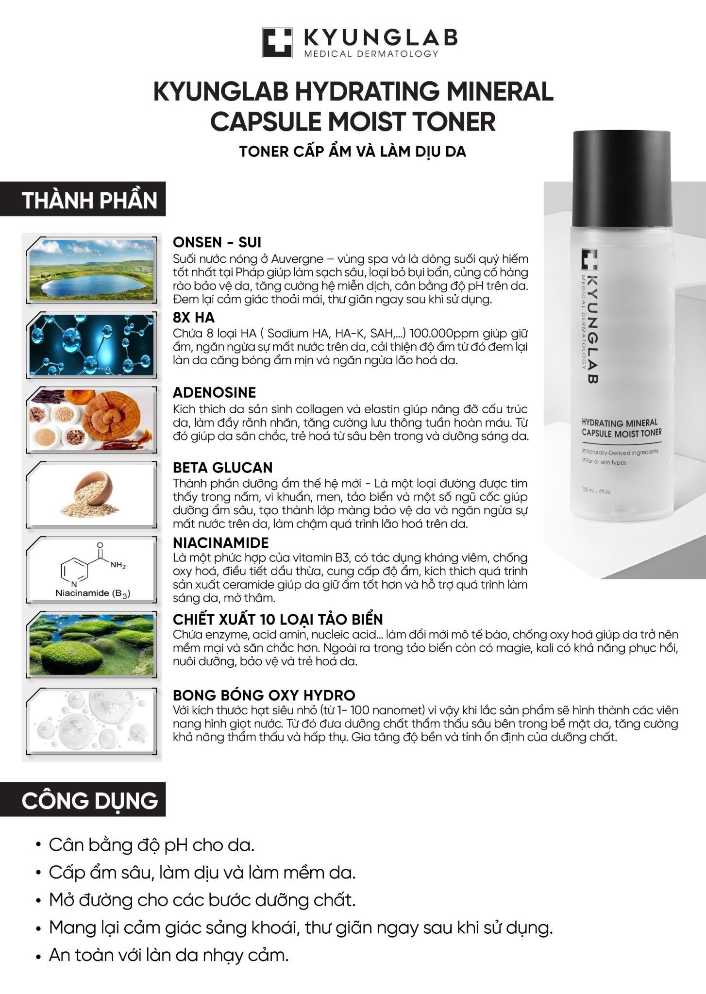 Toner KyungLab Hydrating Mineral Capsule Moist Toner – Cấp Ẩm, Làm Dịu Da (150ml)