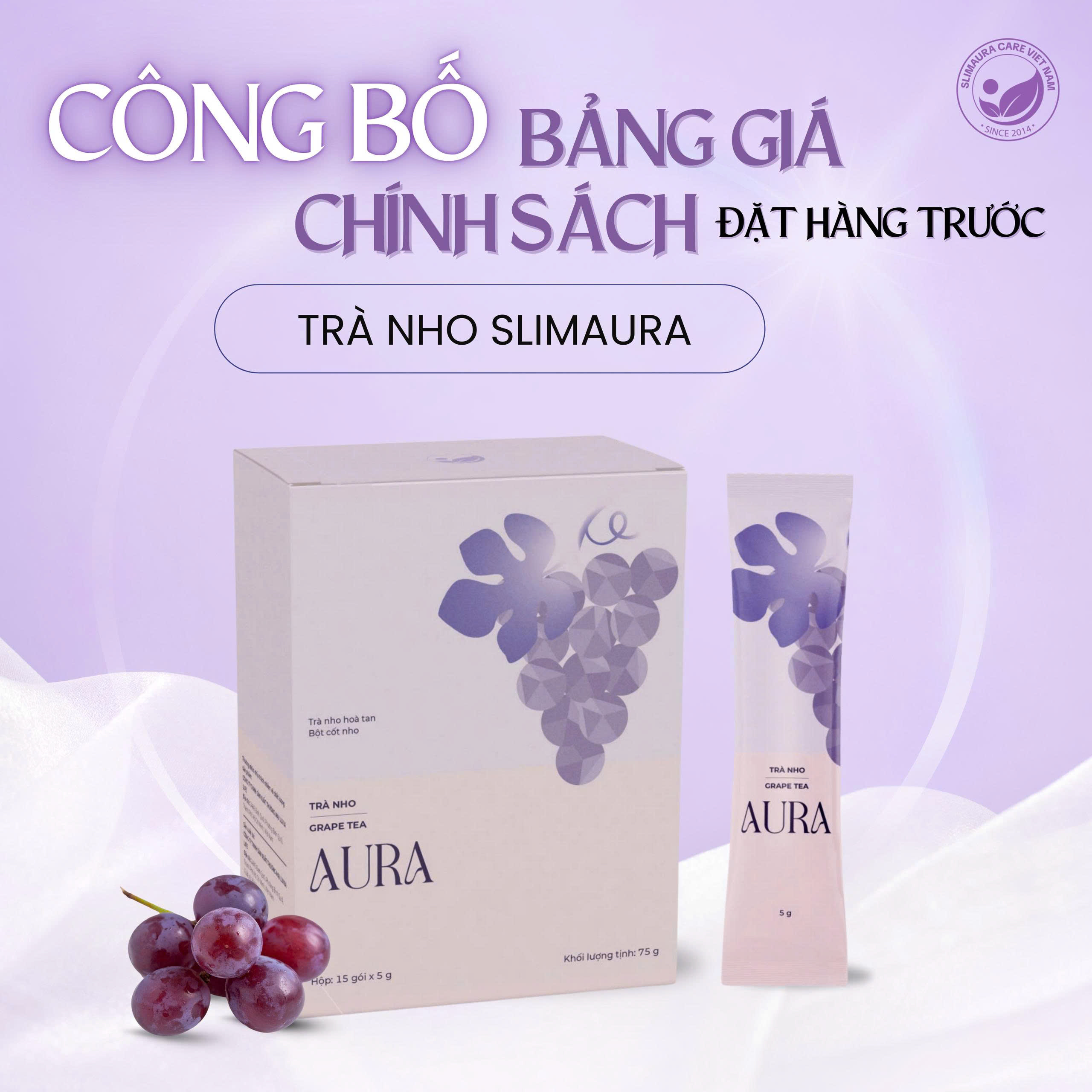Trà Nho SlimAura – Hỗ Trợ Thon Gọn Vóc Dáng Từ Thiên Nhiên - hộp 15 gói