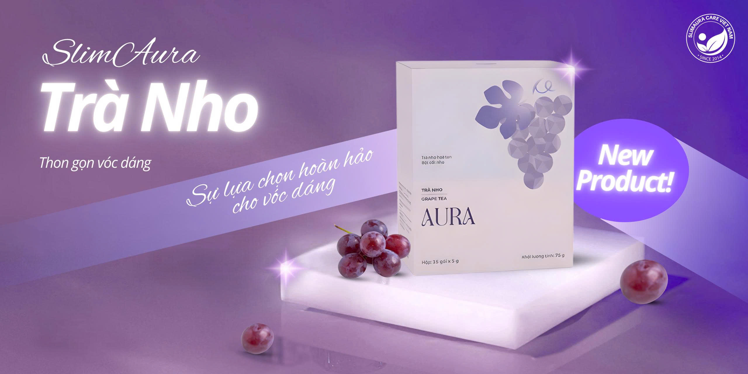 Trà Nho SlimAura – Hỗ Trợ Thon Gọn Vóc Dáng Từ Thiên Nhiên - hộp 15 gói
