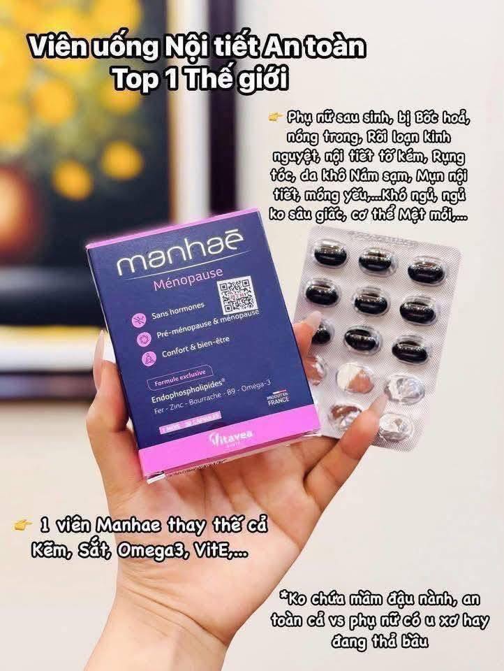 Viên Uống Hỗ Trợ Cân Bằng Nội Tiết Manhae Menopause Nutrisante 90 Viên - Giảm Bốc Hỏa và Ngủ Ngon Hơn