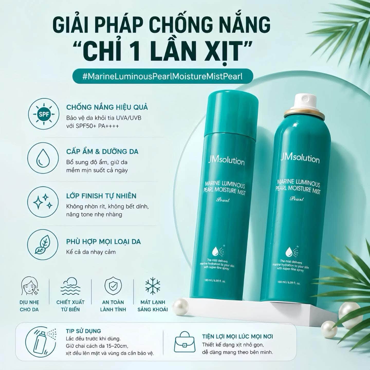 Xịt Chống Nắng Toàn Thân JMsolution Marine Luminous Pearl Sun Spray 180ml