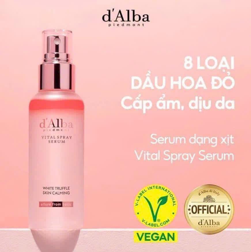Xịt Khoáng D'Alba Vital Spray Serum White Truffle Skin Calming 100ml (màu hồng)