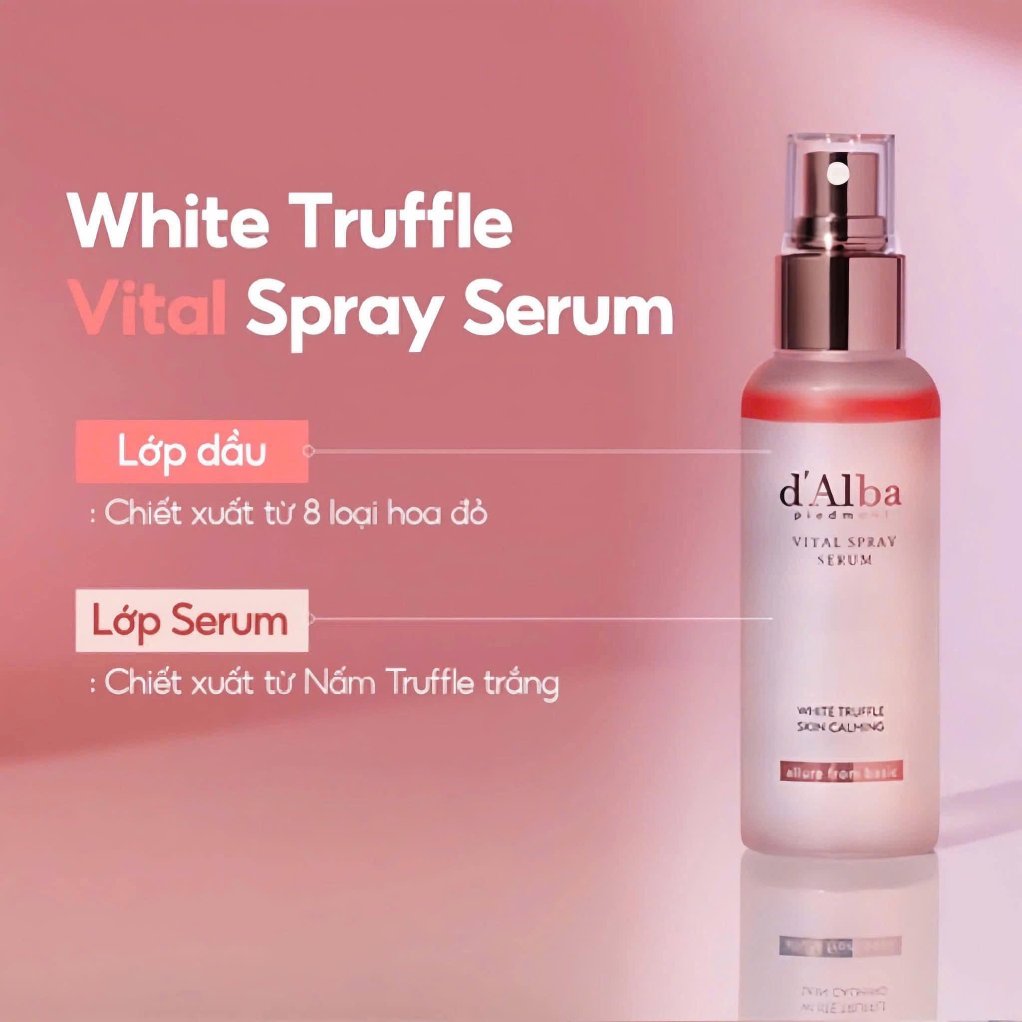 Xịt Khoáng D'Alba Vital Spray Serum White Truffle Skin Calming 100ml (màu hồng)