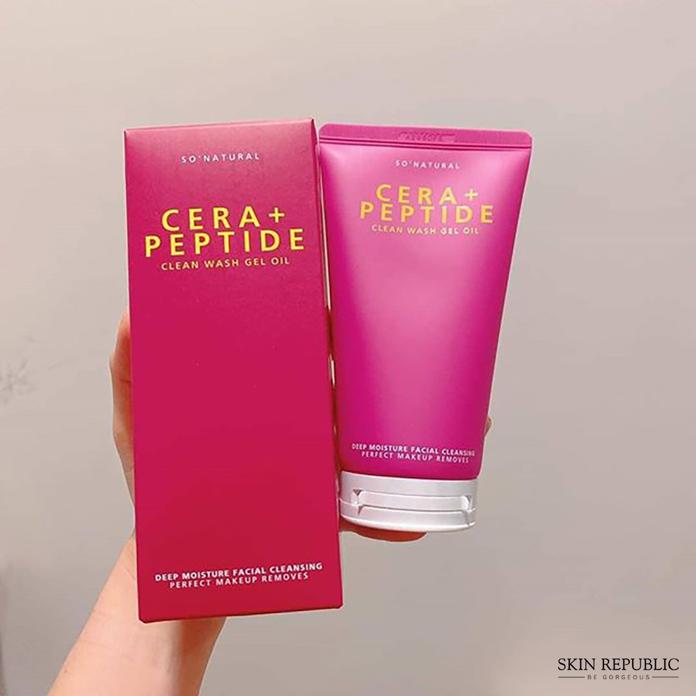 gel rửa mặt so natural, gel rửa mặt cera+peptide