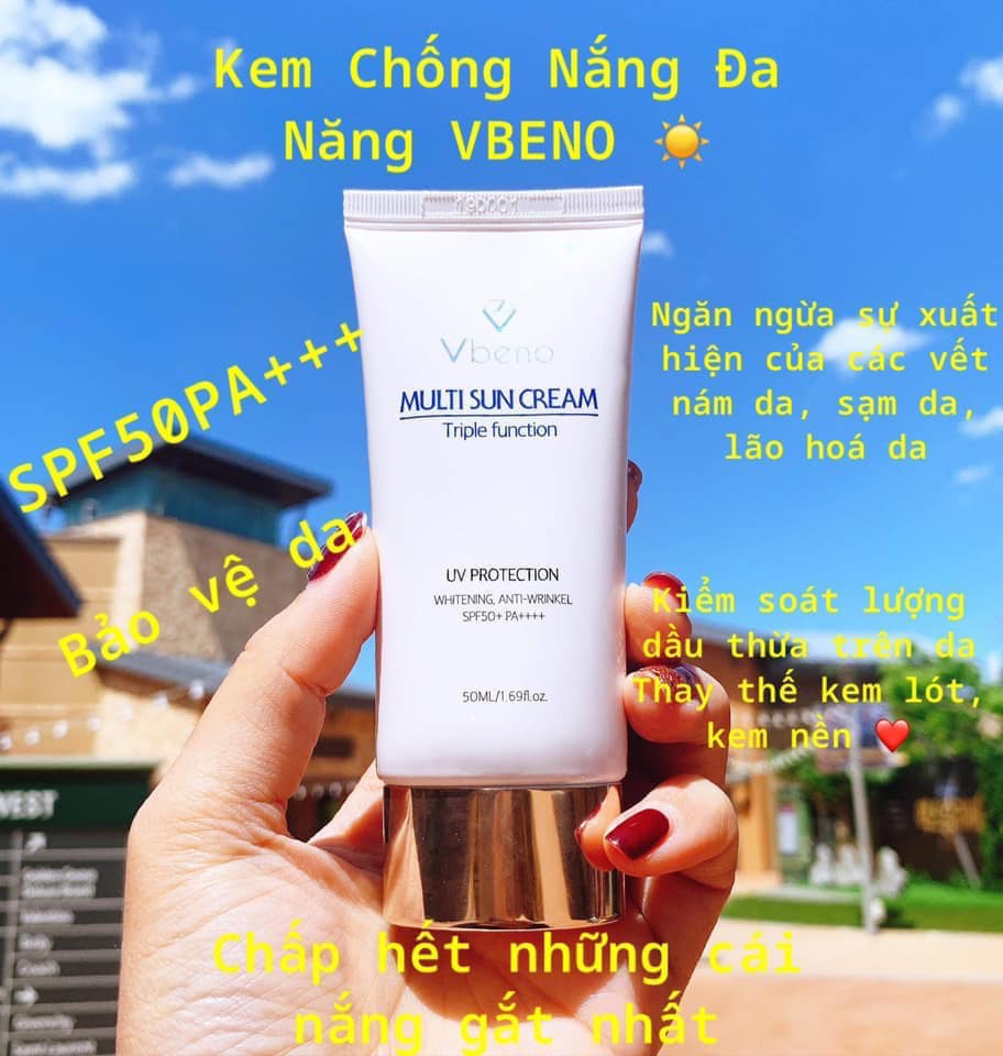 Kem chống nắng Vbeno cao cấp trăng da tri nám