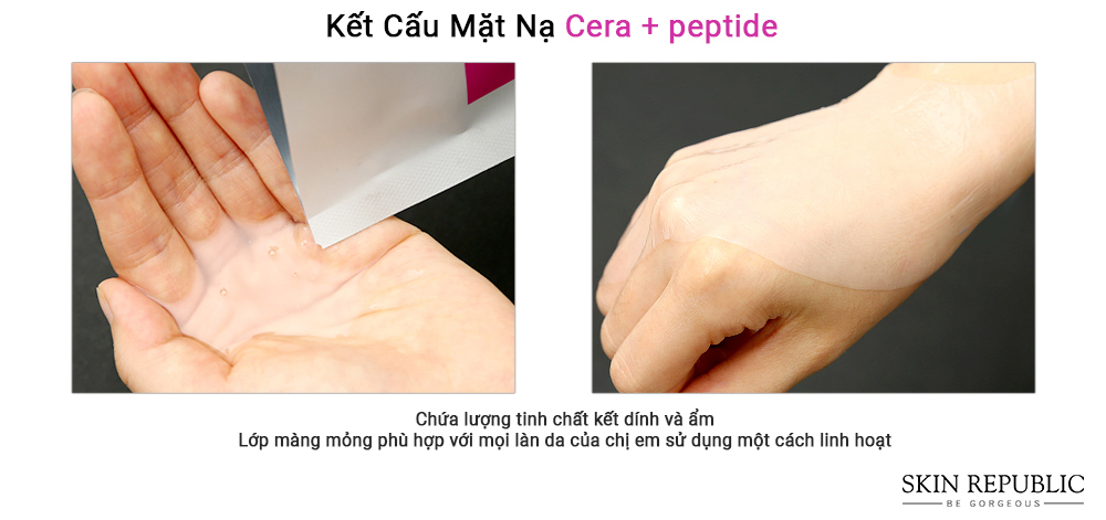 kết cấu mặt nạ dưỡng ẩm cera + peptide